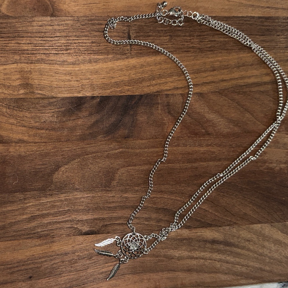 Silver Dreamcatcher Pendant Necklace